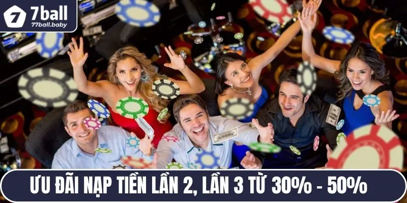 Ưu đãi nạp tiền đặt cược lần 2, lần 3 từ 30% - 50%